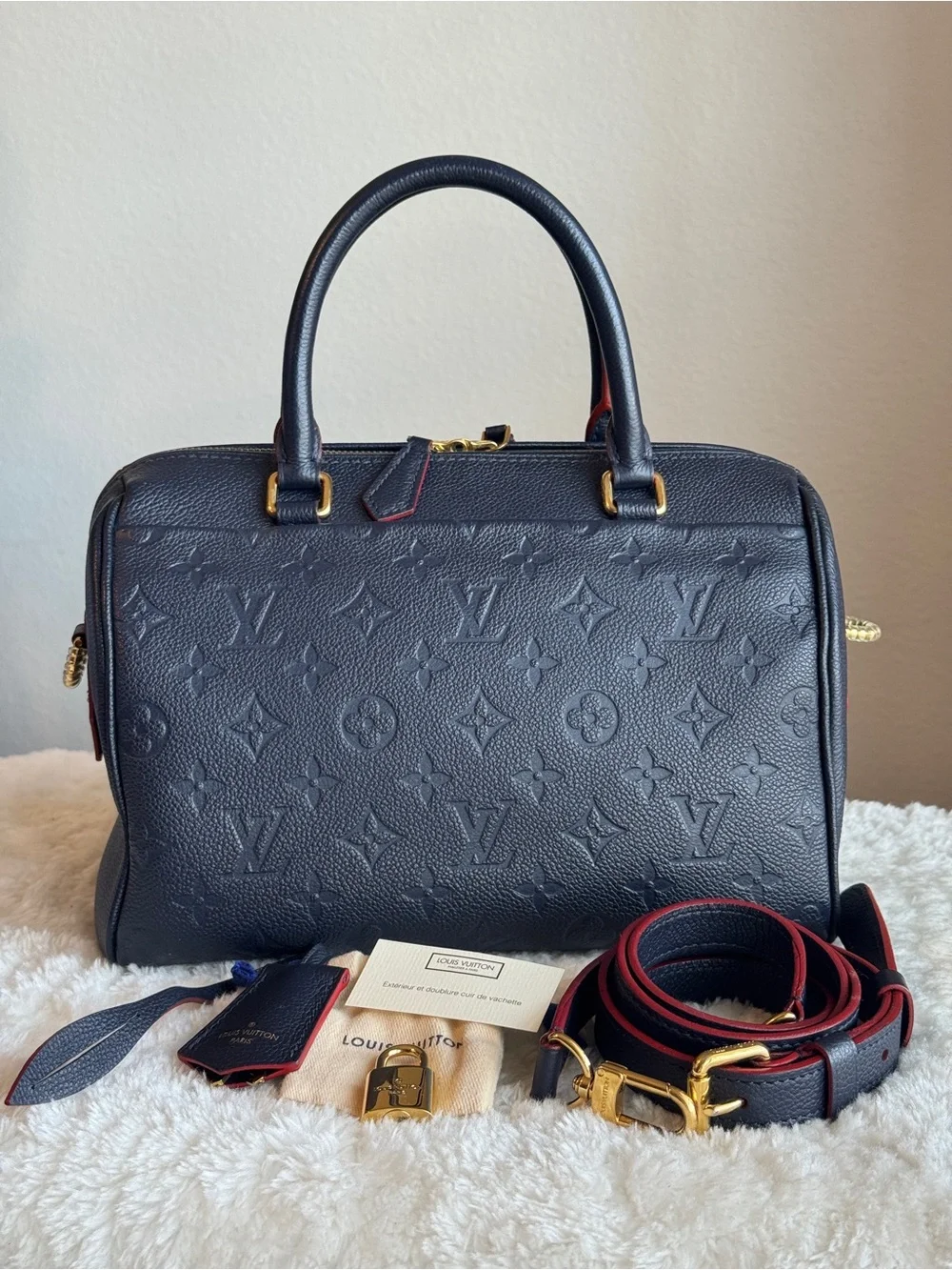 Louis Vuitton Speedy 25 Empreinte Navy Bleu  Crossbody Satchel